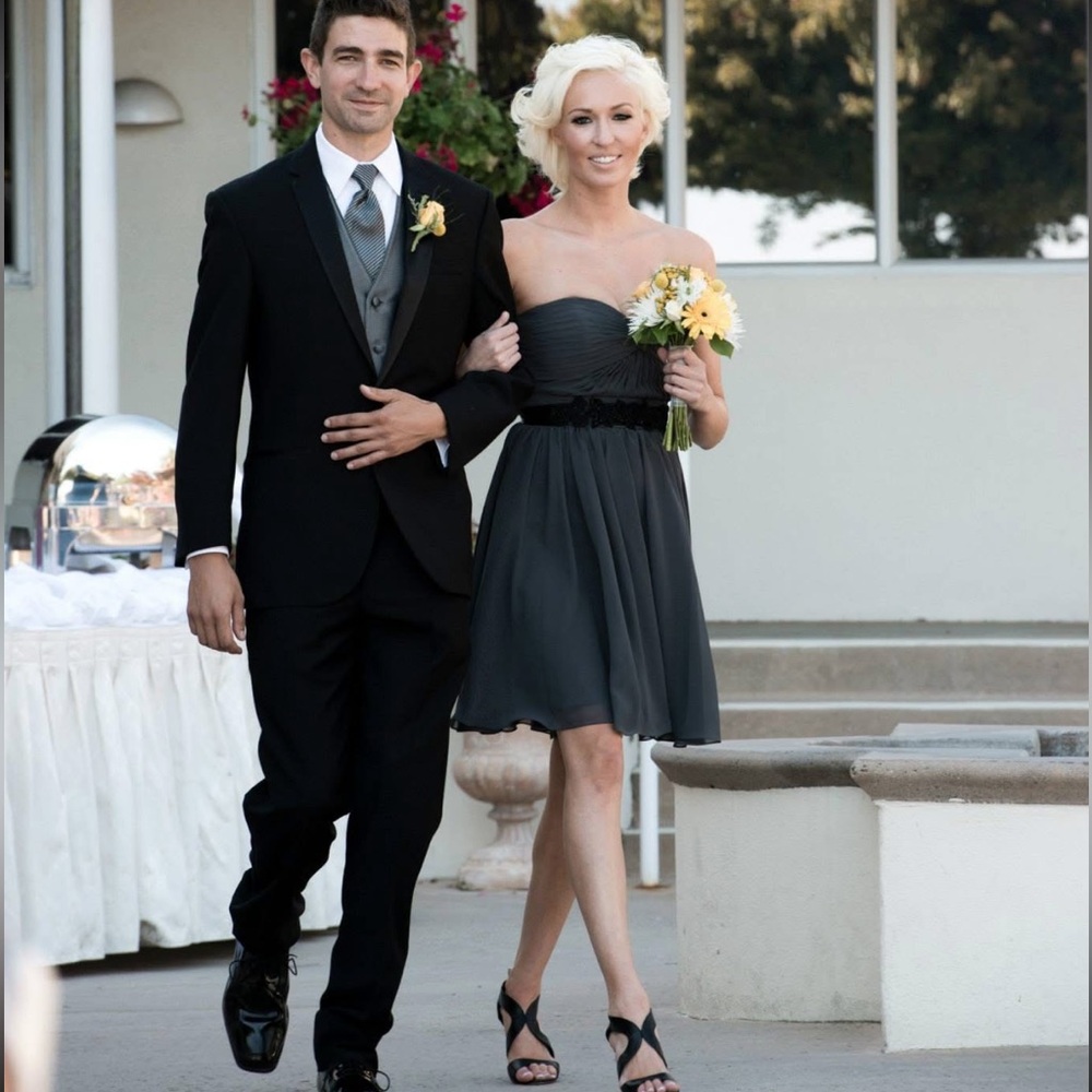 Mori Lee Charcoal Gray Dress Size Small